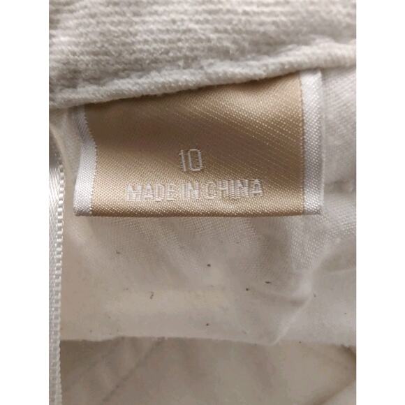 Michael Kors Women Size 10 Mid Rise Flared Leg White Denim Jeans Silver Accents - Picture 3 of 16